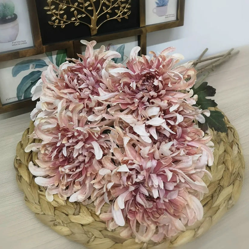 Искусственные цветы в Подольске | Цветок искусственный «Хризантема», персиково-розовая, одиночный