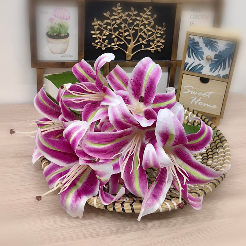 Искусственные цветы в Подольске | Цветы искусственные «Лилии крупные», розово-сиреневые, букет