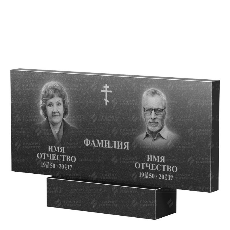 Памятники из гранита двойные в Подольске | Двойной гранитный памятник, прямой