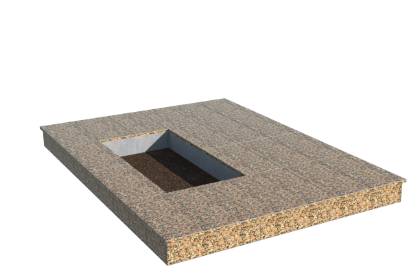 Площадки на могилу в Подольске | Площадка с вертикальной (15 см) облицовкой Южно-султаевским гранитом (под цветник)