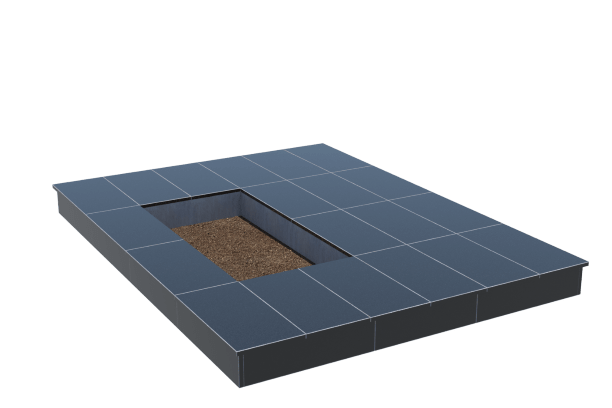 Площадки на могилу в Подольске | Площадка с вертикальной (15 см) облицовкой гранитом Габбро (под цветник)