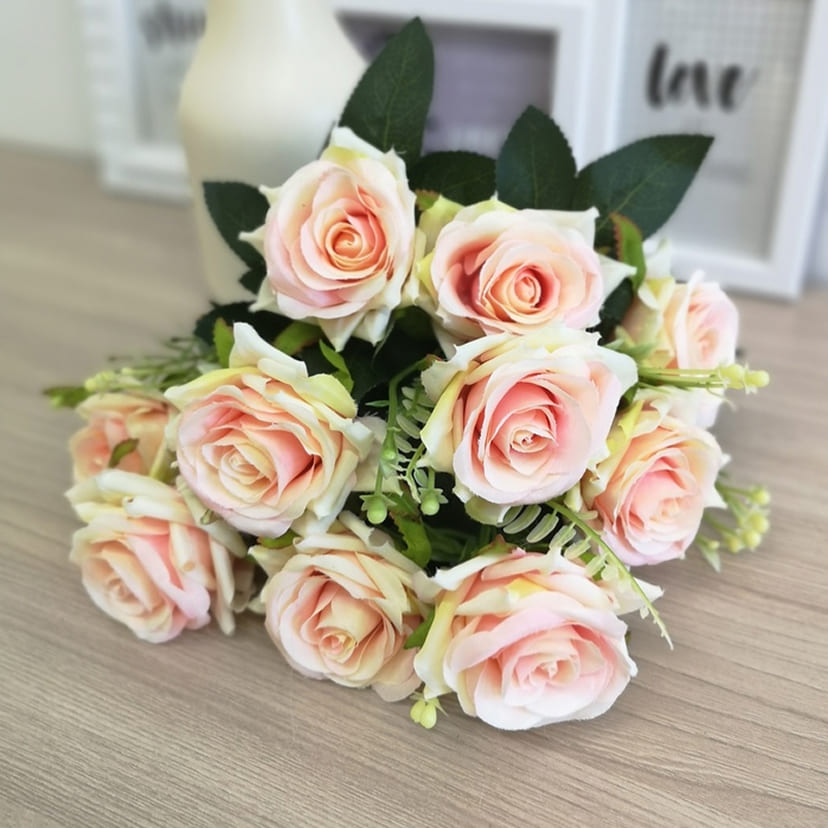 Искусственные цветы в Подольске | Цветы искусственные «Розы острые», розовато-молочные, букет