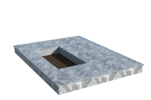 Площадки на могилу в Подольске | Площадка с вертикальной (15 см) мраморной облицовкой (под цветник)