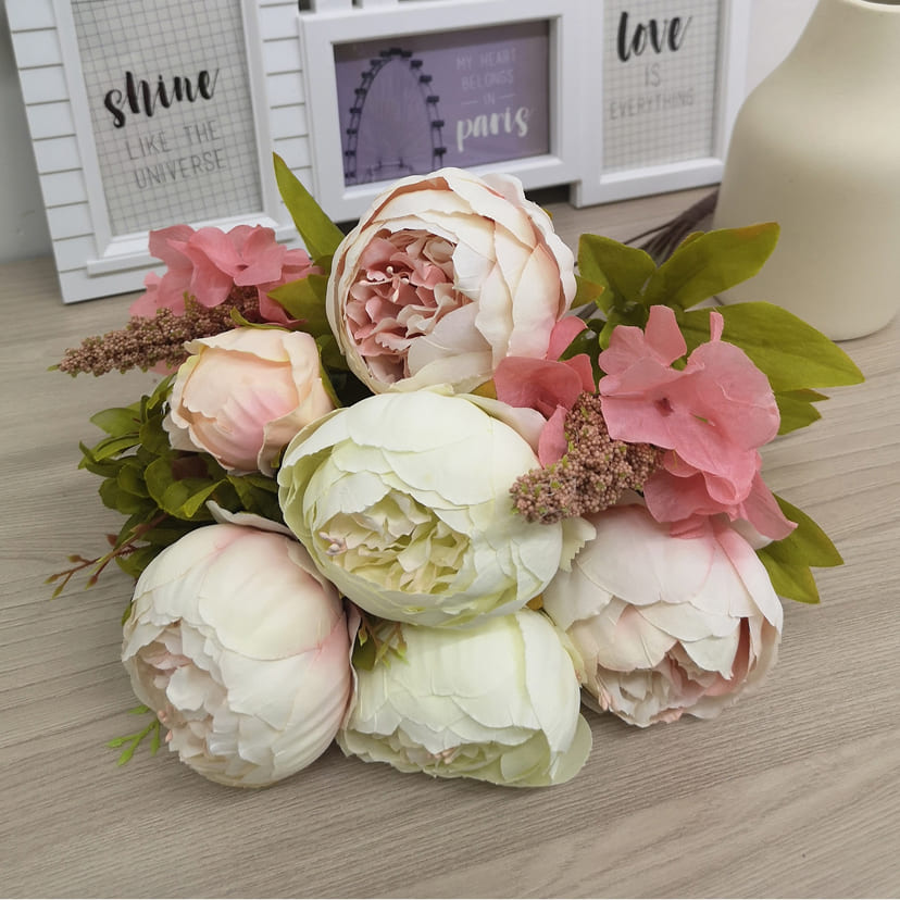 Искусственные цветы в Подольске | Цветы искусственные «Пионы», молочно-розовые, букет