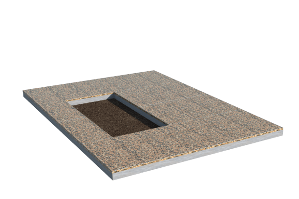 Площадки на могилу в Подольске | Площадка с облицовкой Южно-Султаевским гранитом (под цветник)