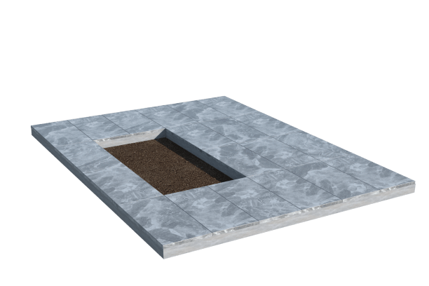 Площадки на могилу в Подольске | Площадка с мраморной облицовкой (под цветник)