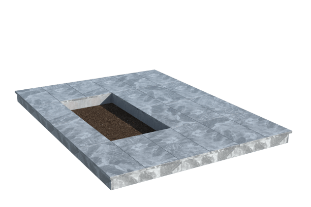 Площадки на могилу в Подольске | Площадка с вертикальной (10 см) мраморной облицовкой (под цветник)