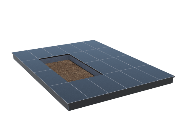 Площадки на могилу в Подольске | Площадка с вертикальной (10 см) облицовкой гранитом Габбро (под цветник)