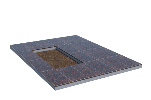 Площадки на могилу в Подольске | Площадка с облицовкой Дымовским гранитом (под цветник)